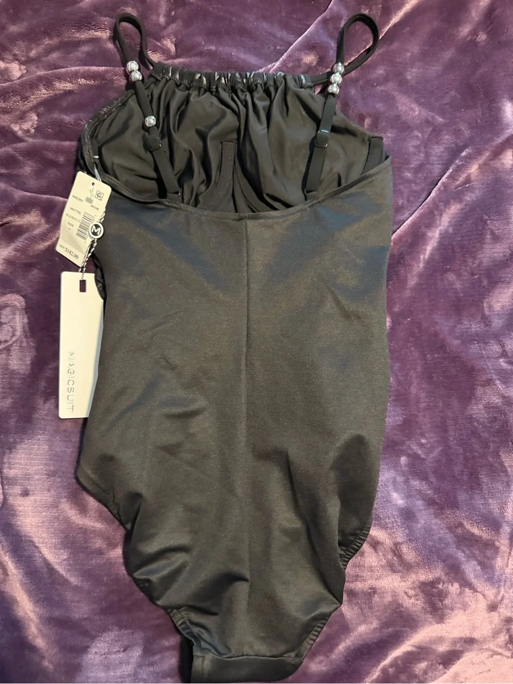 NWT Magicsuit Black One-Piece with Subtle Gray Circle Print